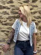 GILET JEANS BRODÉ